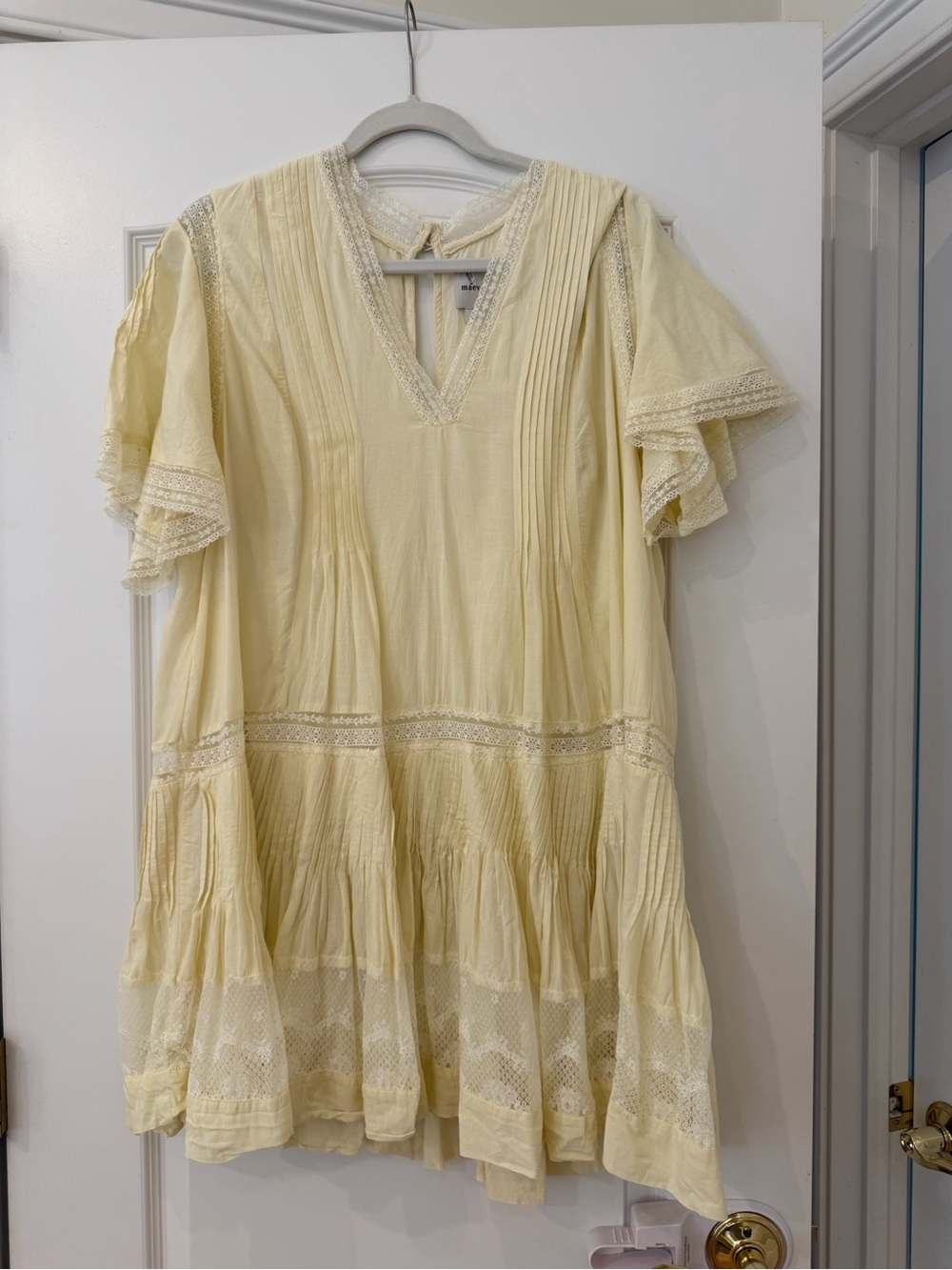 Maeve Short Sleeve V-Neck Pintuck Swing Tunic Dress - Picture 2 of 2